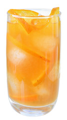 Cocktail with orange juice and ice cubes isolated