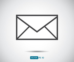 Envelope Mail icon Flat design style. Direct message, sms vector illustration