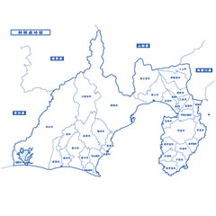 静岡県地図 シンプル白地図 市区町村