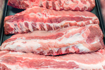 Raw pork loin backrib great for BBQ and food
