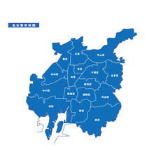名古屋市地図 シンプル青 市区町村