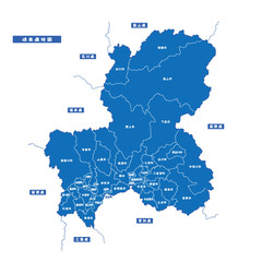 岐阜県地図 シンプル青 市区町村