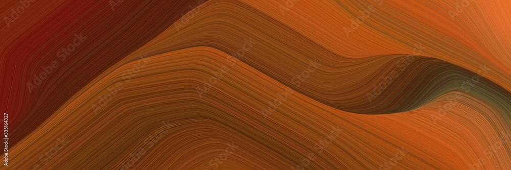 Poster abstract moving header design with chocolate, coffee and sienna colors. dynamic curved lines with fluid flowing waves and curves