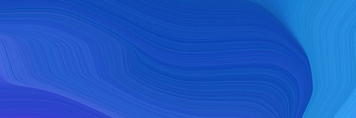 Obraz premium abstract moving designed horizontal header with strong blue, dodger blue and royal blue colors. dynamic curved lines with fluid flowing waves and curves