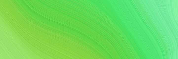 abstract flowing designed horizontal banner with moderate green, light green and pastel green colors. dynamic curved lines with fluid flowing waves and curves