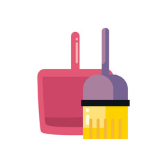 brush and dustpan flat style icon vector design