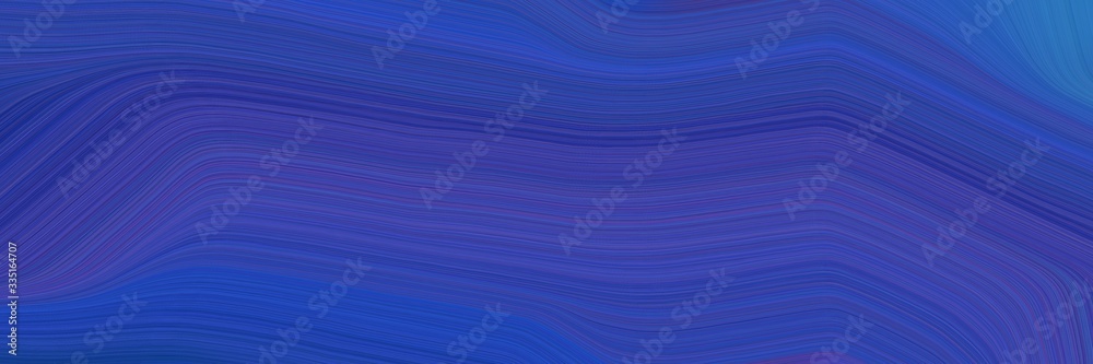 Poster abstract flowing designed horizontal header with dark slate blue, slate blue and steel blue colors. dynamic curved lines with fluid flowing waves and curves