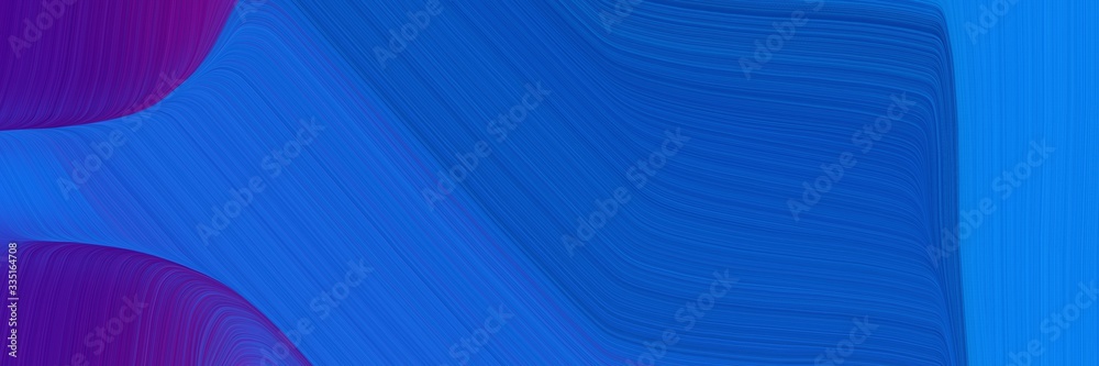 Poster abstract moving banner with strong blue, indigo and dodger blue colors. elegant curved lines with fl