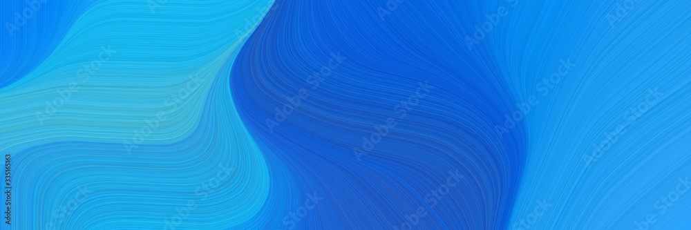 Poster abstract surreal header design with dodger blue, strong blue and medium turquoise colors. dynamic curved lines with fluid flowing waves and curves