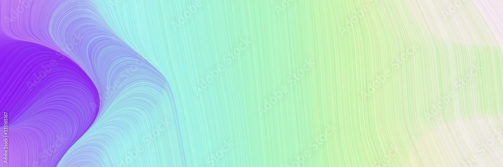 Poster abstract dynamic header with powder blue, blue violet and tea green colors. elegant curved lines with fluid flowing waves and curves