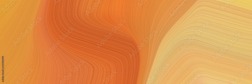 Poster abstract flowing header with peru, bronze and burly wood colors. elegant curved lines with fluid flo