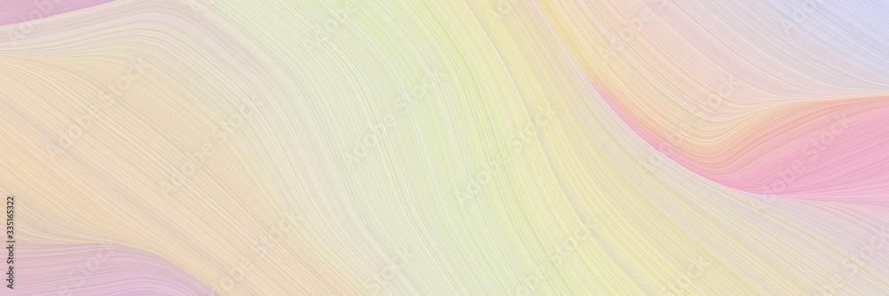 Poster abstract moving horizontal header with wheat, lavender and baby pink colors. elegant curved lines with fluid flowing waves and curves