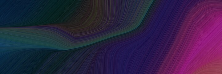 Fototapeta premium abstract dynamic designed horizontal header with very dark blue, dark moderate pink and very dark violet colors. elegant curved lines with fluid flowing waves and curves