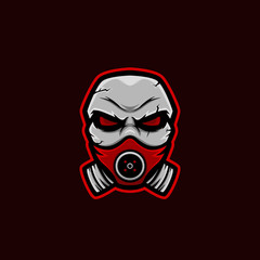 masked skull mascot logo. corona skull mascot for gaming squad