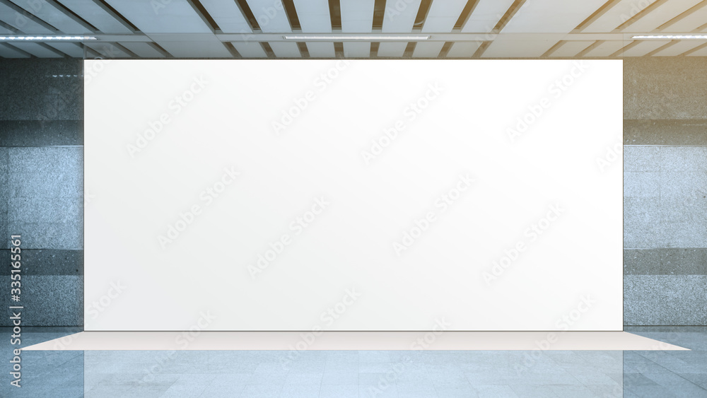 Wall mural blank poster mockup in metro station