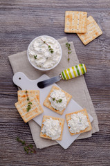 Traditional soft cheese with thyme