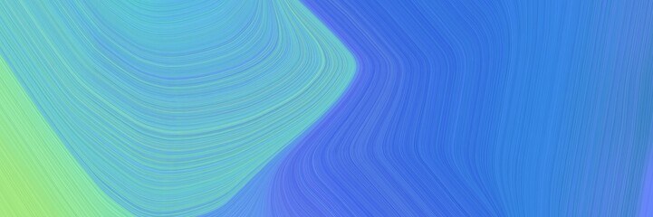 abstract colorful banner with royal blue, medium aqua marine and medium turquoise colors. elegant curved lines with fluid flowing waves and curves