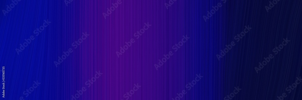 Poster abstract colorful designed horizontal header with midnight blue, dark blue and indigo colors. dynamic curved lines with fluid flowing waves and curves