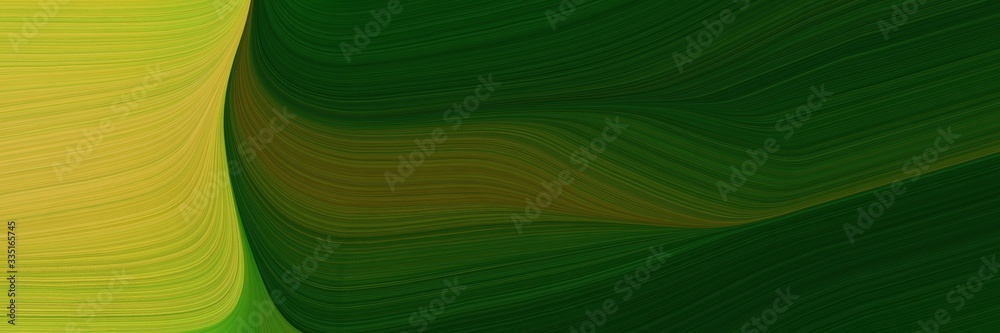 Poster abstract colorful header with golden rod, very dark green and dark olive green colors. dynamic curve