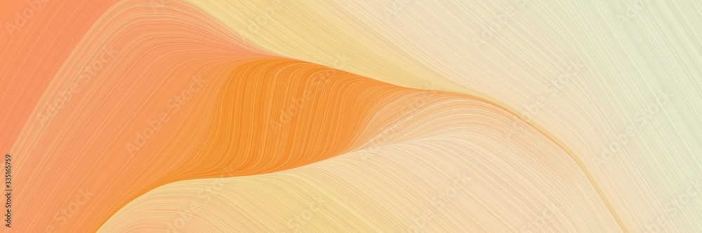 Poster abstract artistic banner with wheat, sandy brown and coral colors. dynamic curved lines with fluid f