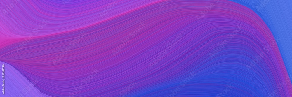Poster abstract surreal designed horizontal banner with moderate violet, royal blue and medium orchid color