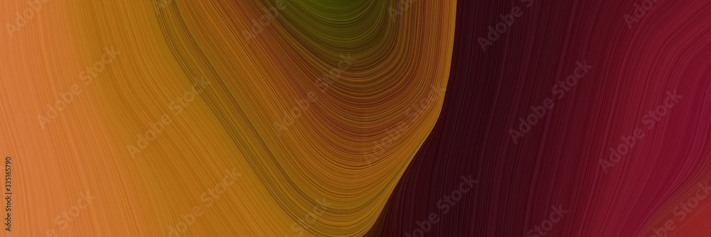 Poster abstract decorative designed horizontal banner with dark red, coffee and brown colors. elegant curve