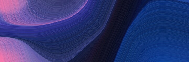 Fototapeta premium abstract artistic designed horizontal header with midnight blue, medium orchid and very dark blue colors. elegant curved lines with fluid flowing waves and curves