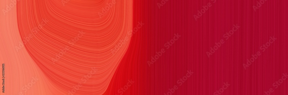 Poster abstract dynamic designed horizontal banner with tomato, firebrick and crimson colors. elegant curved lines with fluid flowing waves and curves