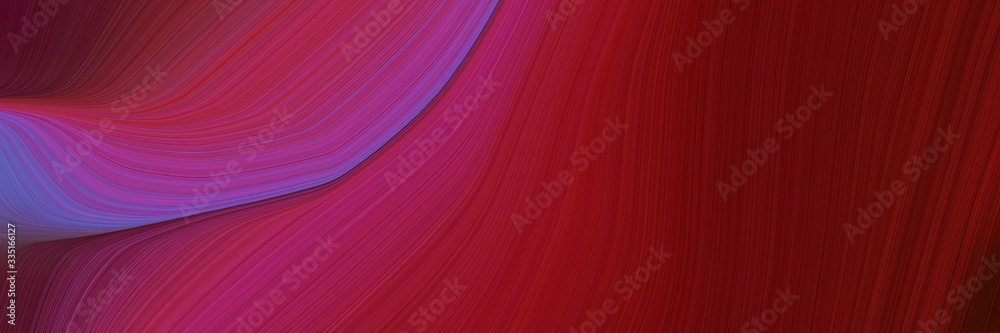 Poster abstract flowing designed horizontal header with dark red, moderate violet and dark moderate pink colors. dynamic curved lines with fluid flowing waves and curves