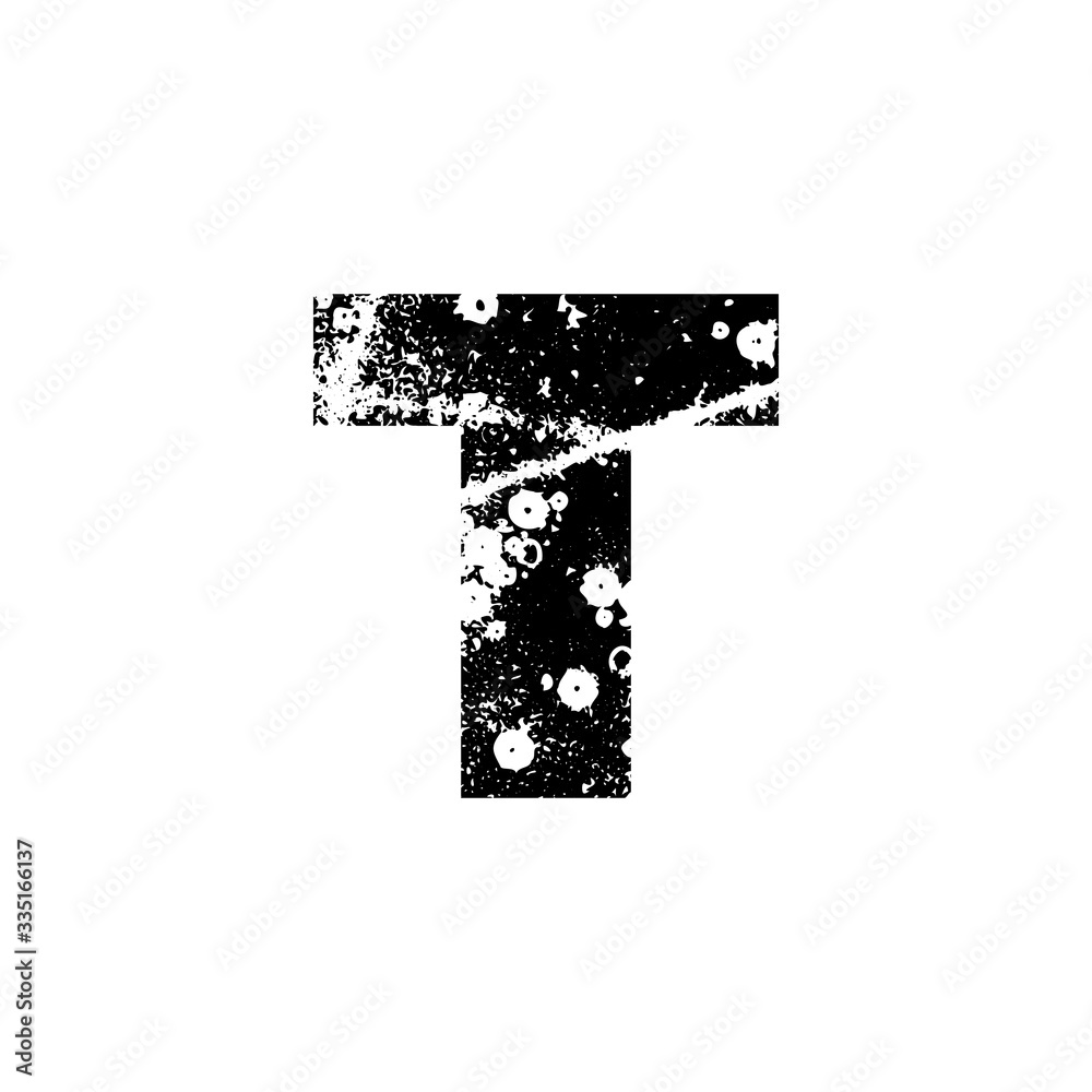 Fototapete painted letter t. grunge alphabet font. abstract handmade sans serif typeface. distress textured abc