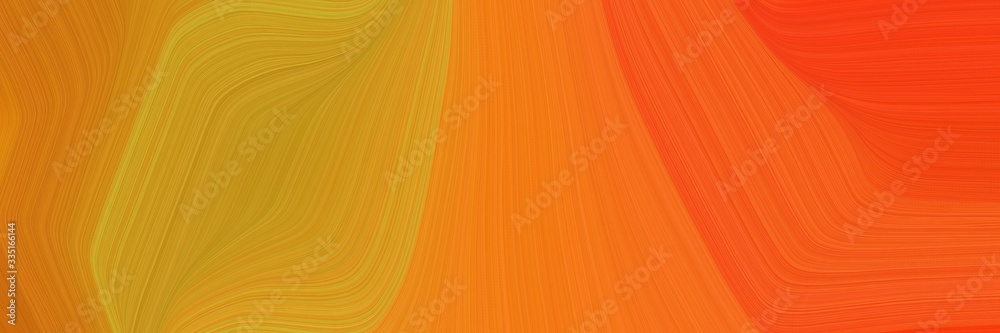 Poster abstract colorful header with bronze, orange red and golden rod colors. dynamic curved lines with fluid flowing waves and curves