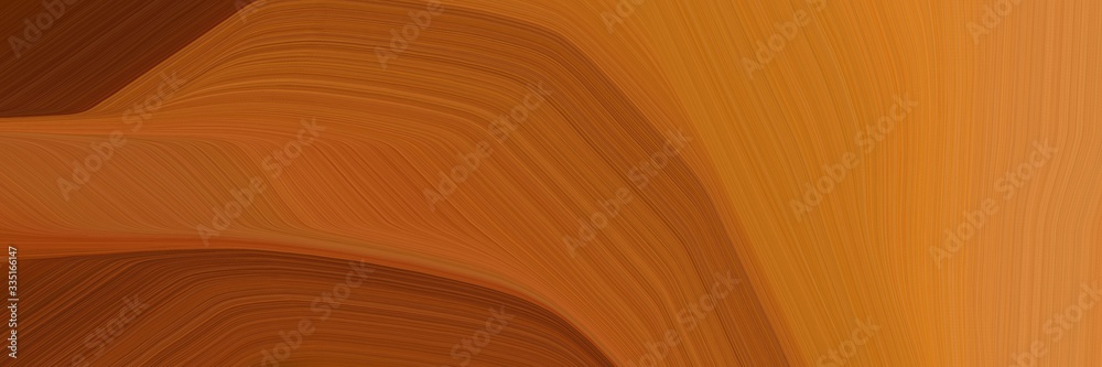 Poster abstract dynamic designed horizontal header with sienna, chocolate and bronze colors. elegant curved lines with fluid flowing waves and curves