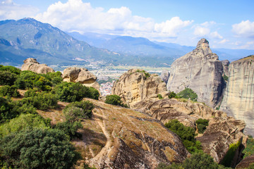 Fototapeta na wymiar Meteora monastery, mountains, views, landscapes and panoramas, Thessaly, Greece, summer