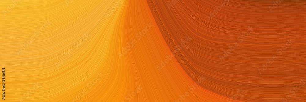 Poster abstract dynamic designed horizontal header with vivid orange, coffee and dark orange colors. elegant curved lines with fluid flowing waves and curves