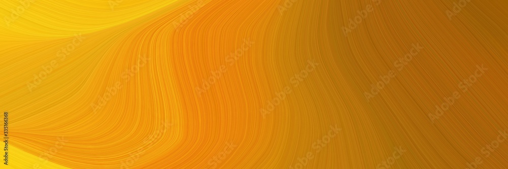 Poster abstract surreal designed horizontal header with golden rod, dark orange and amber colors. dynamic curved lines with fluid flowing waves and curves