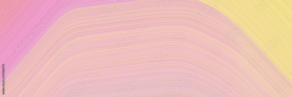 Poster abstract dynamic designed horizontal banner with baby pink, khaki and wheat colors. dynamic curved lines with fluid flowing waves and curves