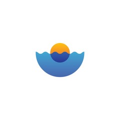 abstract sea and sun logo vector