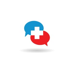 Obraz premium hospital, care and chat logo icon