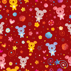Obraz premium seamless pattern with koala bears and flowers