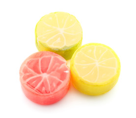 Sweet candies on white background
