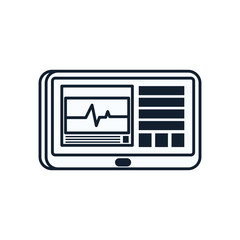 Heart pulse inside tablet line style icon vector design