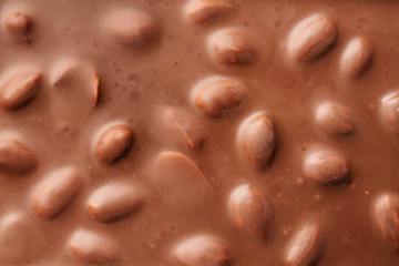 Sweet chocolate with nuts as background