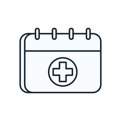 Cross inside calendar line style icon vector design