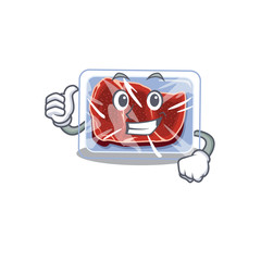 Frozen beef cartoon character design making OK gesture