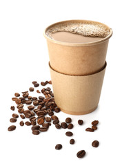 Takeaway coffee cup on white background