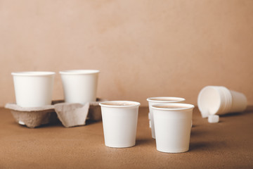 Fototapeta na wymiar Takeaway coffee cups on table