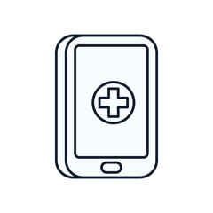 Cross inside smartphone line style icon vector design
