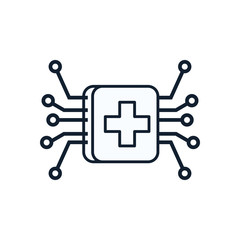 Cross inside frame and circuit line style icon vector design