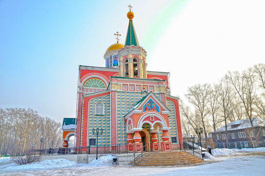 Temple of Equal-to-the-Apostles Constantine and Helena. Winter. Abakan. Russia