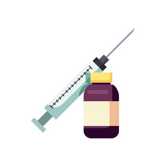 Injection and medicine jar flat style icon vector design